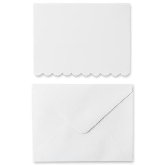 12 Packs: 10 ct. (120 total) 4.25" x 5.5" White Scalloped Cards & Envelopes by Recollections™